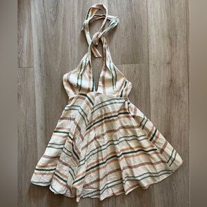 Zara Striped Linen Halter Style Dress